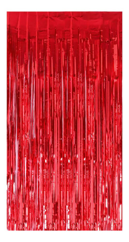 Cortina Color Rojo/verde Metalicos Decoracion Fiesta 2 Pack
