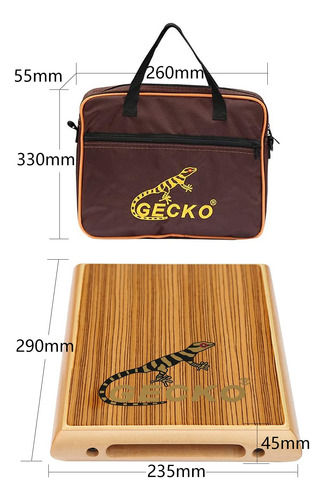 Cajon Gecko Travel Zebra Wood Com Cordas Internas De Guitarr