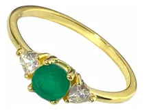 Comprar Anillo Compromiso Plata 925 Esmeralda Y Topacio Bañado Oro A