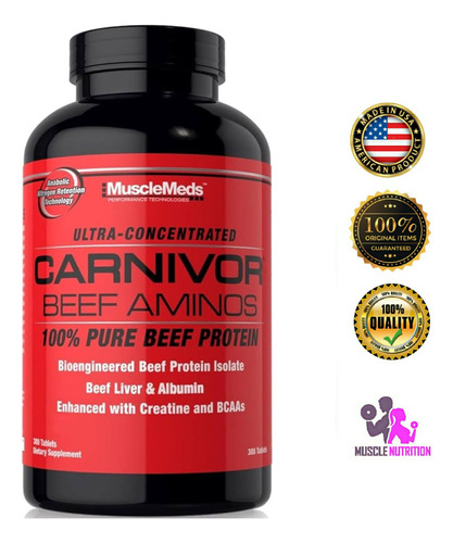 Carnivor Beef Aminos Aminoácidos 300 Caps Registro Sanitario