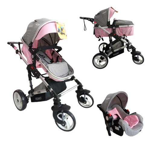 Carriola de paseo Noni IS-999-B rosa con chasis color plateado