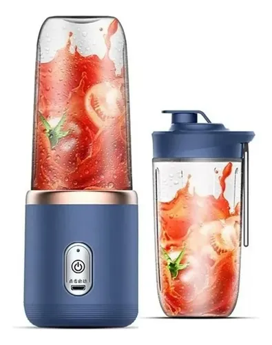 Mini Liquidificador Copo Mixer Elêtrico Batedor Shake Frutas Azul 127v