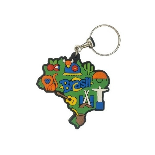 Chaveiro De Borracha Colorido Mapa Brasil Souvenir