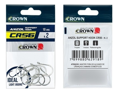 Anzol Crown Support Hook Cr56 N° 2 10 Unidades