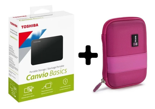 Disco Duro Toshiba Canvio Basics 1 Tb + Estuche Rosado