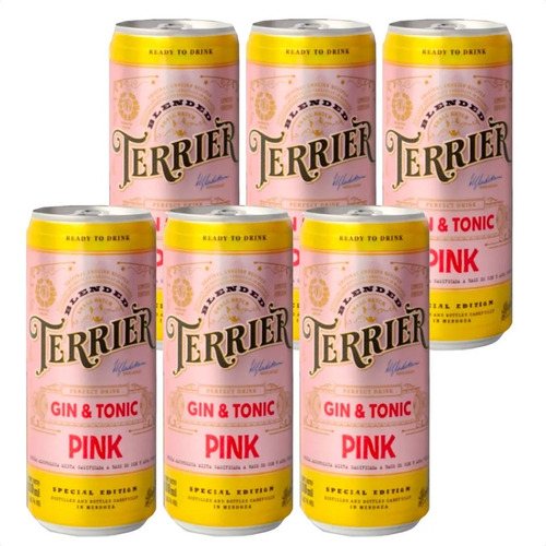 Gin Tonic Terrier Pink En Lata Pack 6 X 310cc