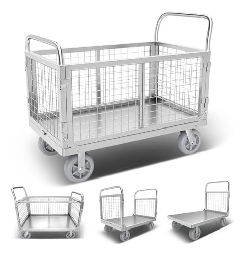 Carrito De Plataforma Con Jaula, 4 En 1 Plegable De Platafor