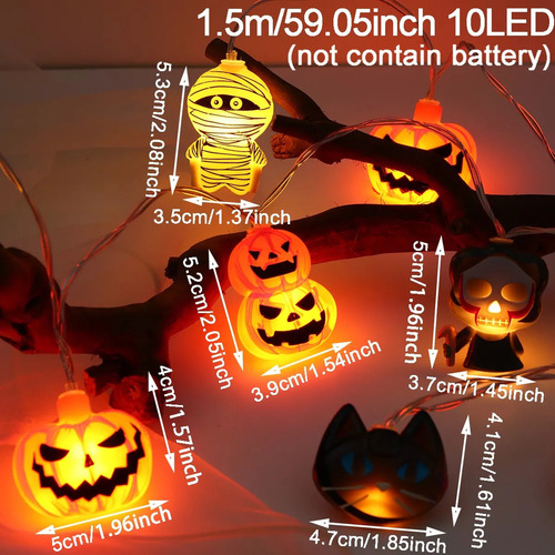 Luces De Cuerda Halloween Mixtas 1.5 Metros 10 Luces Led