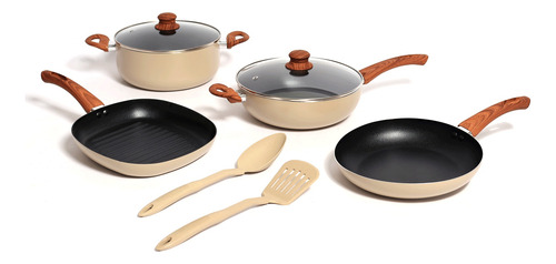 Set Batería Cocina 6 Piezas Antiadherente 2 Utensilios Carol