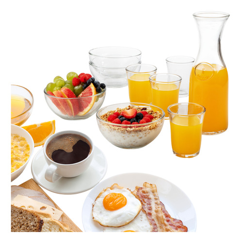 Juego De Vajilla De Vidrio Crisa 13 Pzas Modelo Desayunador Transparente Aclara