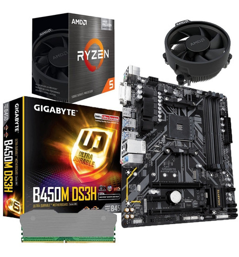 Imagen 1 de 8 de Combo Board B450m Procesador Amd Ryzen 5 5600g Ram 16gb Pc