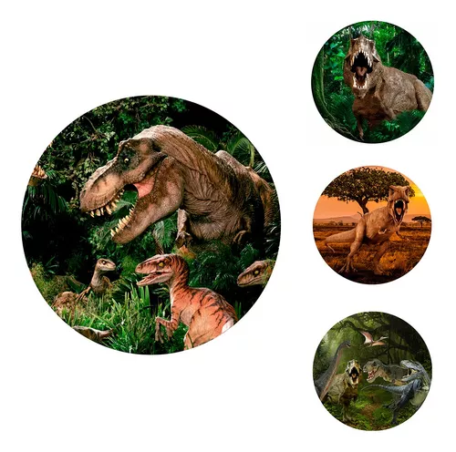 Painel Redondo Sublimado 3d Dinossauros Baby 033 1,5x1,5m