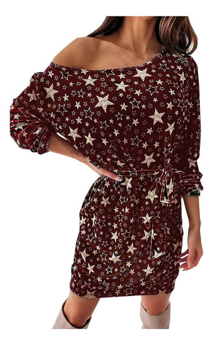 Vestido Corbata Estrella Estampada Navidad Mujer, For Mujer