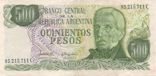 Billete Argentina. Quinientos Pesos. Gral. San Martín. 1975