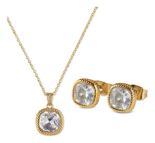 Set Joyería Mujer Collar Aretes, Mamá Navidad Luckyly Color Dorado