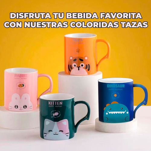 Taza De Cerámica De Distintos Diseños Coloridos 400ml