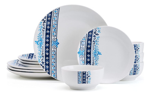 Vajilla Comedor Porcelana Blanco 12 Piezas Michele