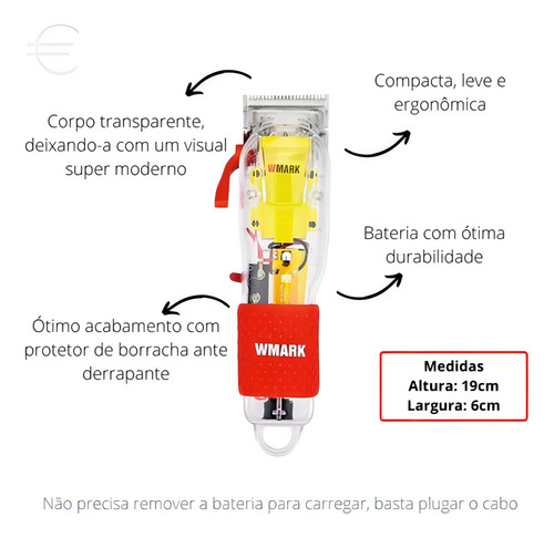Kit Barbeador Elétrico Shaver Wmark E Máquina De Corte Wmark