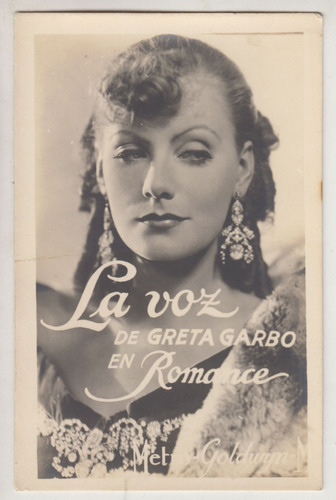 Cine Antigua Postal Greta Garbo Metro Goldwyn Mayer Vintage