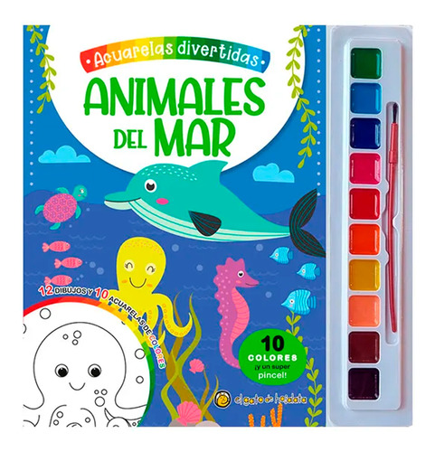 Libro Para Pintar Acuarelas Divertidas Animales Del Mar