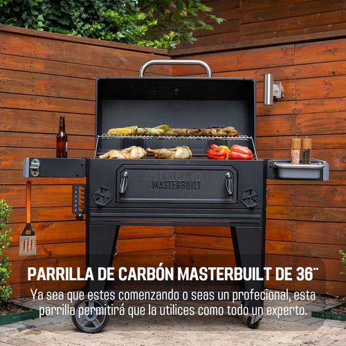 Parrila Asador Ahumador De Carbon Masterbuilt Con Rejillas Laterales 36 Lujo Movil Con Rueditas By Jc Color Negro