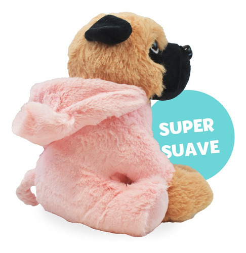Peluche Perro Pug Disfrazado 25 Cm Color Rosa