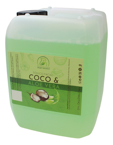 Tónico Facial De Coco Con Aloe Vera 10 Litros Momento De Aplicación Día/noche Tipo De Piel Todo Tipo De Piel