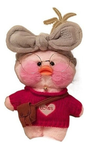 30cm Lalafanfan Toys Pato Blanco Con Ropa Rosa Juguete Lindo