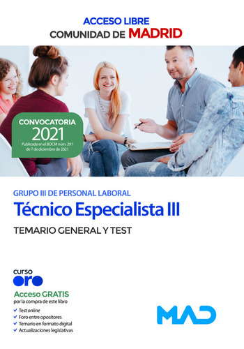 Tecnico Especialista Iii Madrid Temario General Y Test - Aa,