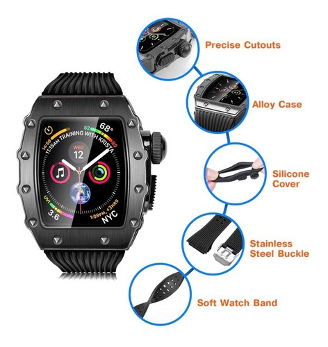 Carcasa Con Correa Para Apple Smartwatch Case Hualimei Negra