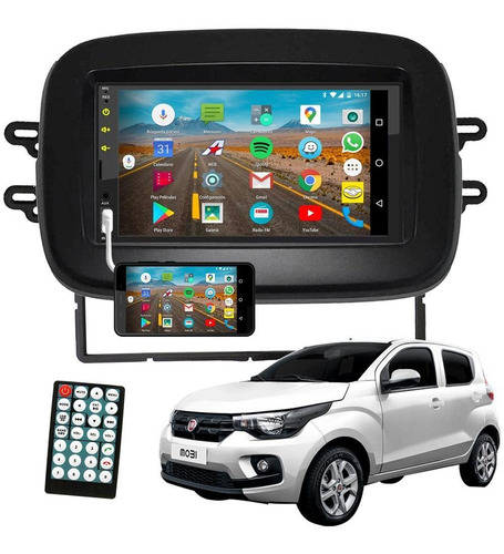 Combo Pantalla 7 Pul Am Fm + Marco Adaptador Fiat Mobi