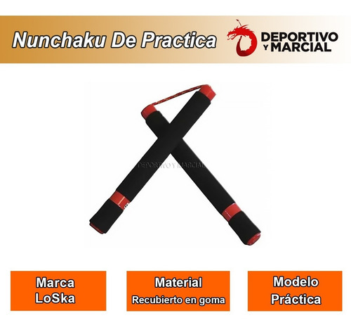 Imagen 2 de 8 de Nunchaku De Practica Goma Artes Marciales Defensa Personal