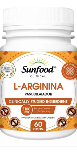 L-arginina 1100mg P/porcion 60 Caps Sunfood Vasodilatador