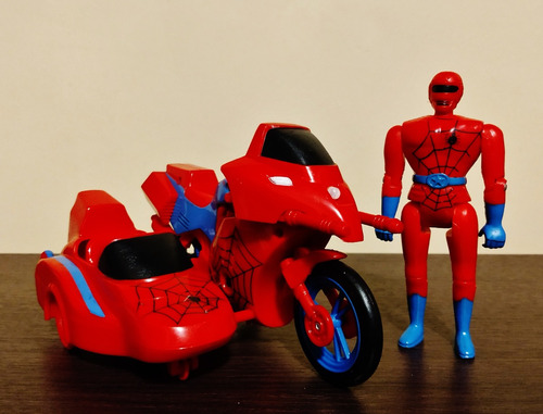Muñeco Con Moto Spiderman Power Rangers Bootleg Con Luz