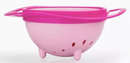 Prato Mágico Giratório Giro 360º Bowl Buba Não Cai Comida Infantil Rosa