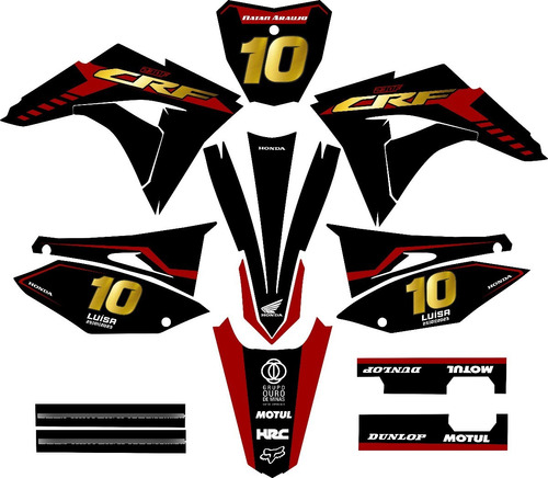 Kit Gráfico Crf 230 Honda Biker Elite Next Preto Vermelho