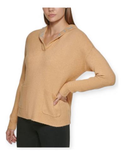 Sueter Calido Sweater Tunica Con Capucha Calvin Klein Mujer