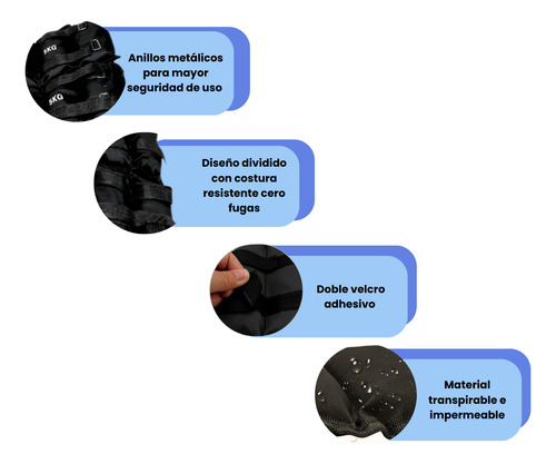 Polainas Ajustables Tobillo Muñeca 5kg Kit 2 Piezas
