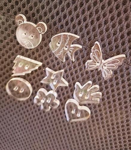 80 Botones 2cm Infantiles Acrílico Sacos Tejidos Escarpines Transparente