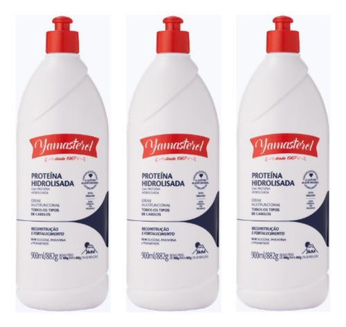 Kit Com 3 Yamasterol Branco Proteína Hidrolisada - 900ml