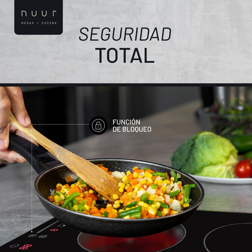 Parrilla Inducción 4 Quemadores 7,400w Booster Zona Flex