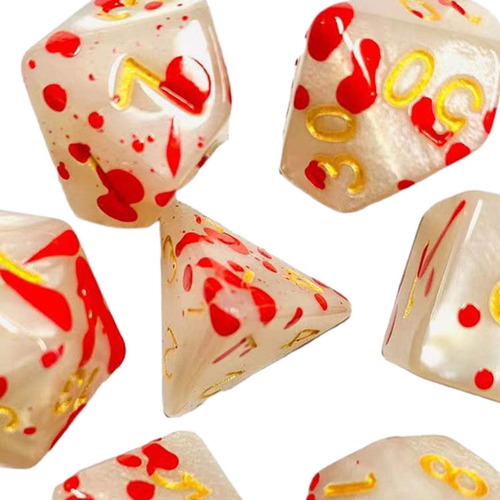 6 Juego De Dados Poliédricos De 7 Piezas, Rojo