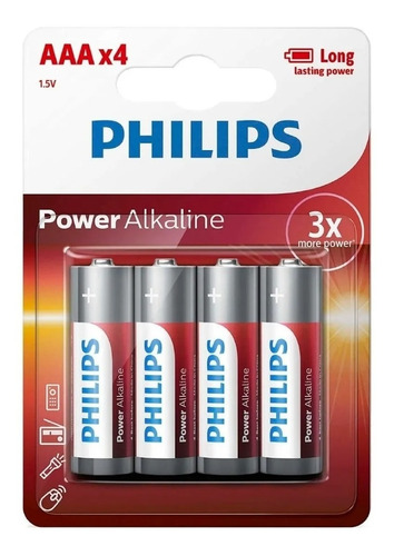 Pila Philips Aaa Power Alcalina/alkaline Blister X4 Unidades