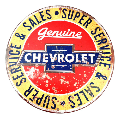 Cartel Chapa Chevrolet Genuine Redondo 30 Cm 