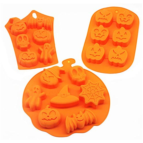 3 Pcs Silicona Halloween Fantasma Calabaza Juego De Mol...