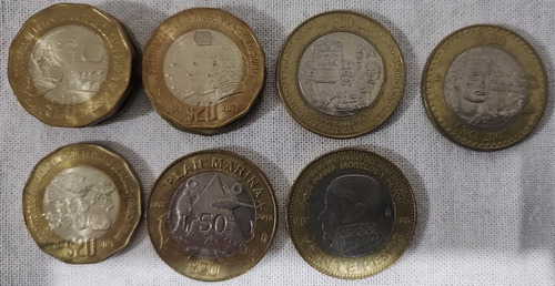 Lote De Monedas De 20 Y Una De 10 Conmemorativas (Usado)