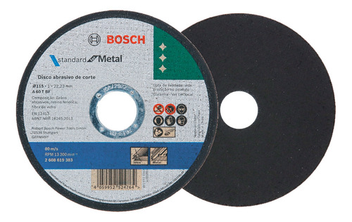 Disco De Corte Metalinox Std Esmerilhadeira 115x10mm Bosch