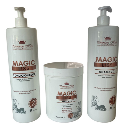 Kit 3 Magic Liss Shampoo+ Condicionador E Mascara 1 Litro