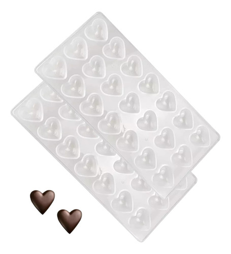 Pack X2 Molde Chocolate Molde De Chocolate Acrilico Corazón