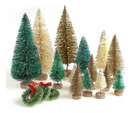 Rboles De Navidad En Miniatura De Sisal Esmerilado, Mini Rbo